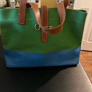 Fossil Austin Canvas Tote-Marine/Green
